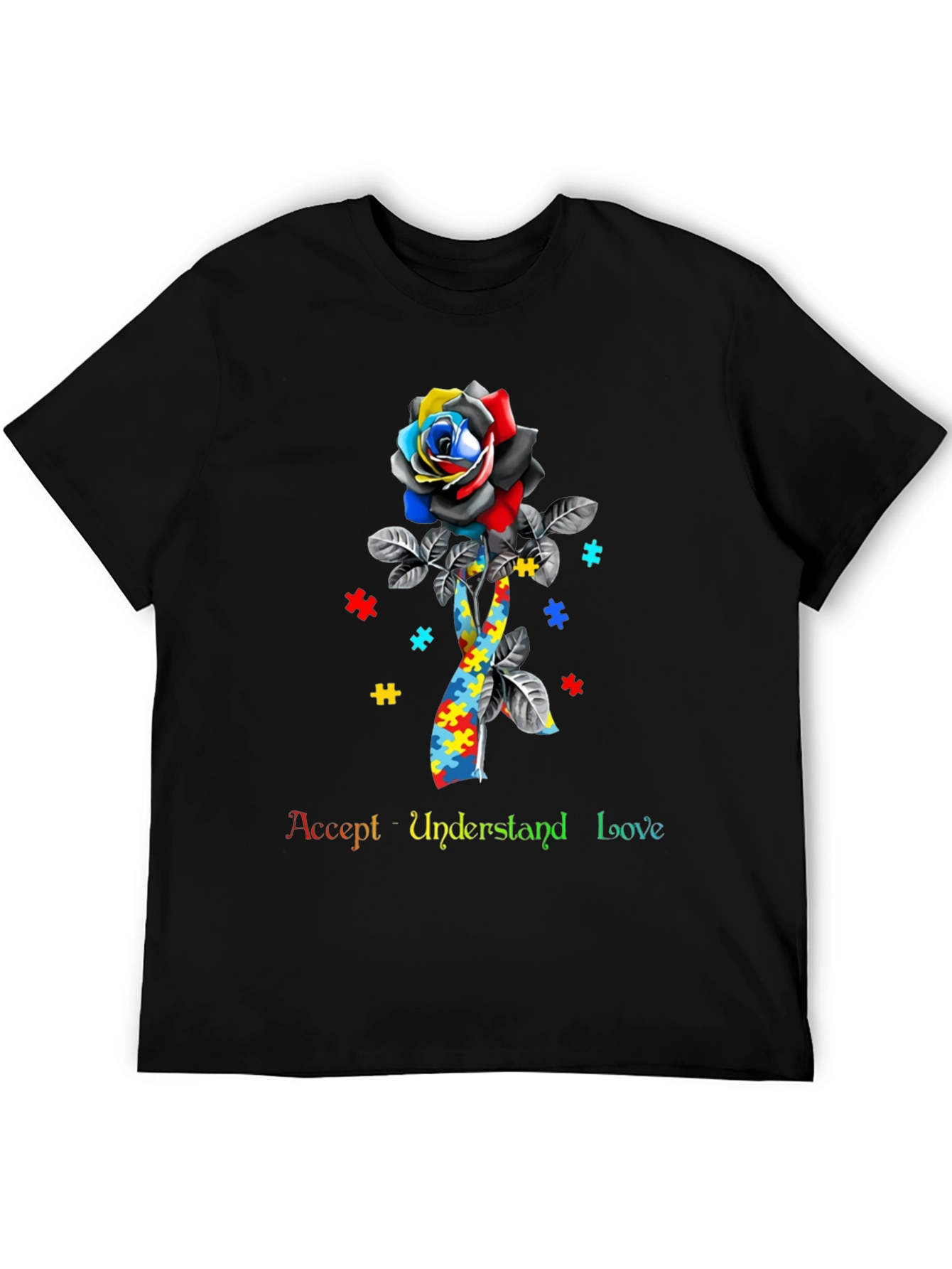 Autism Awareness Rose Puzzle T-Shirt