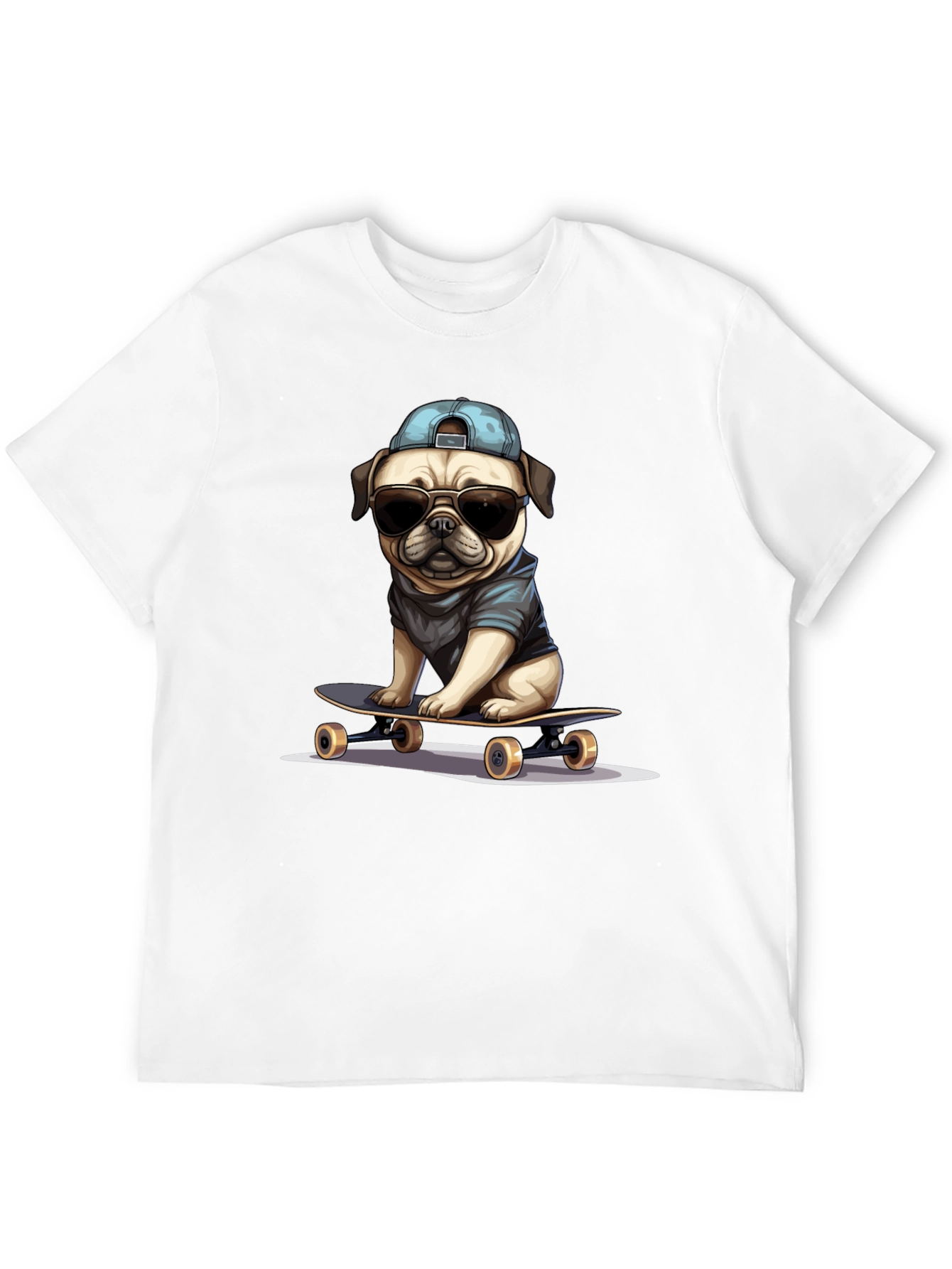 Cool Pug Skateboard T-Shirt - Black