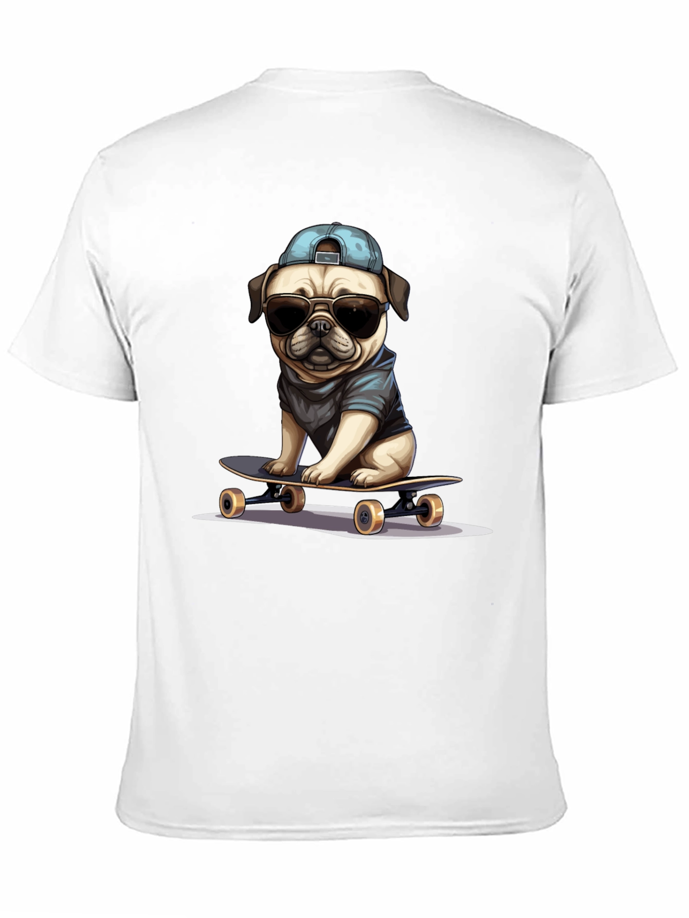 Cool Pug Skateboard T-Shirt - Black