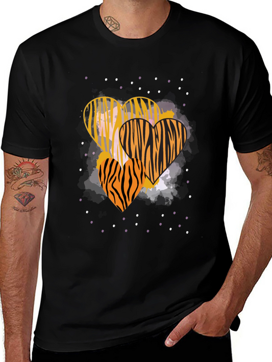 Striped Heart Graphic Tee - Trendy Casual Wear