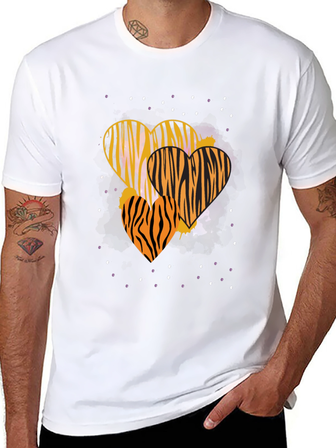 Striped Heart Graphic Tee - Trendy Casual Wear