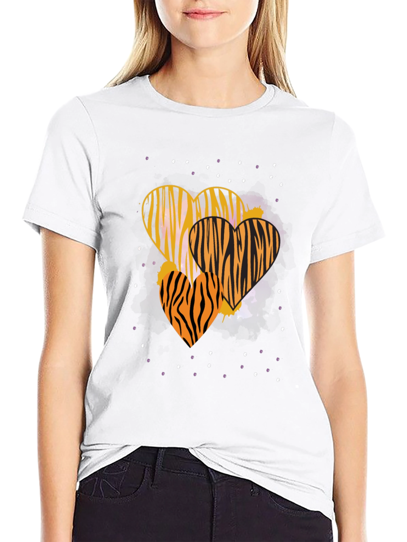 Striped Heart Graphic Tee - Trendy Casual Wear