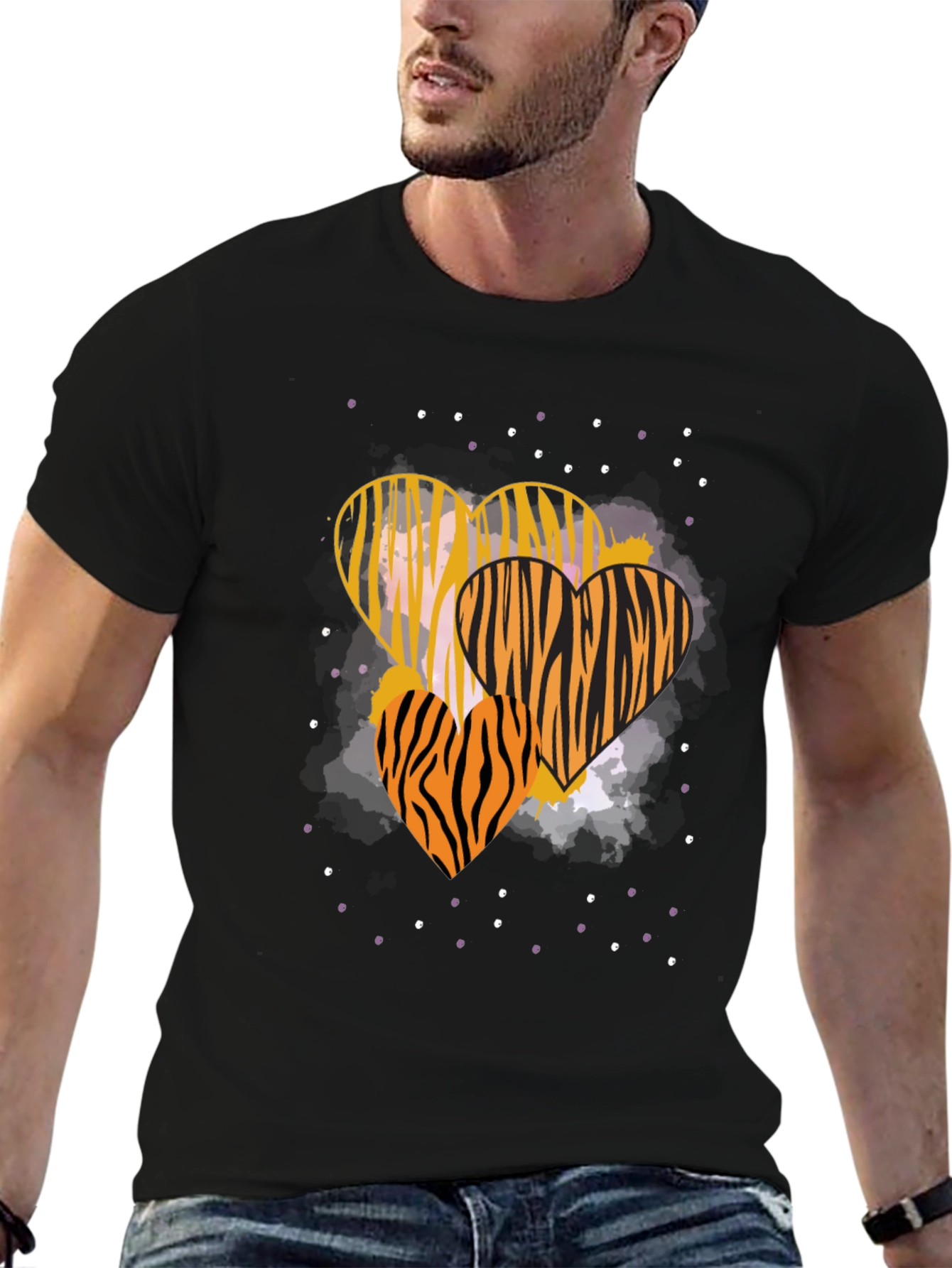 Striped Heart Graphic Tee - Trendy Casual Wear