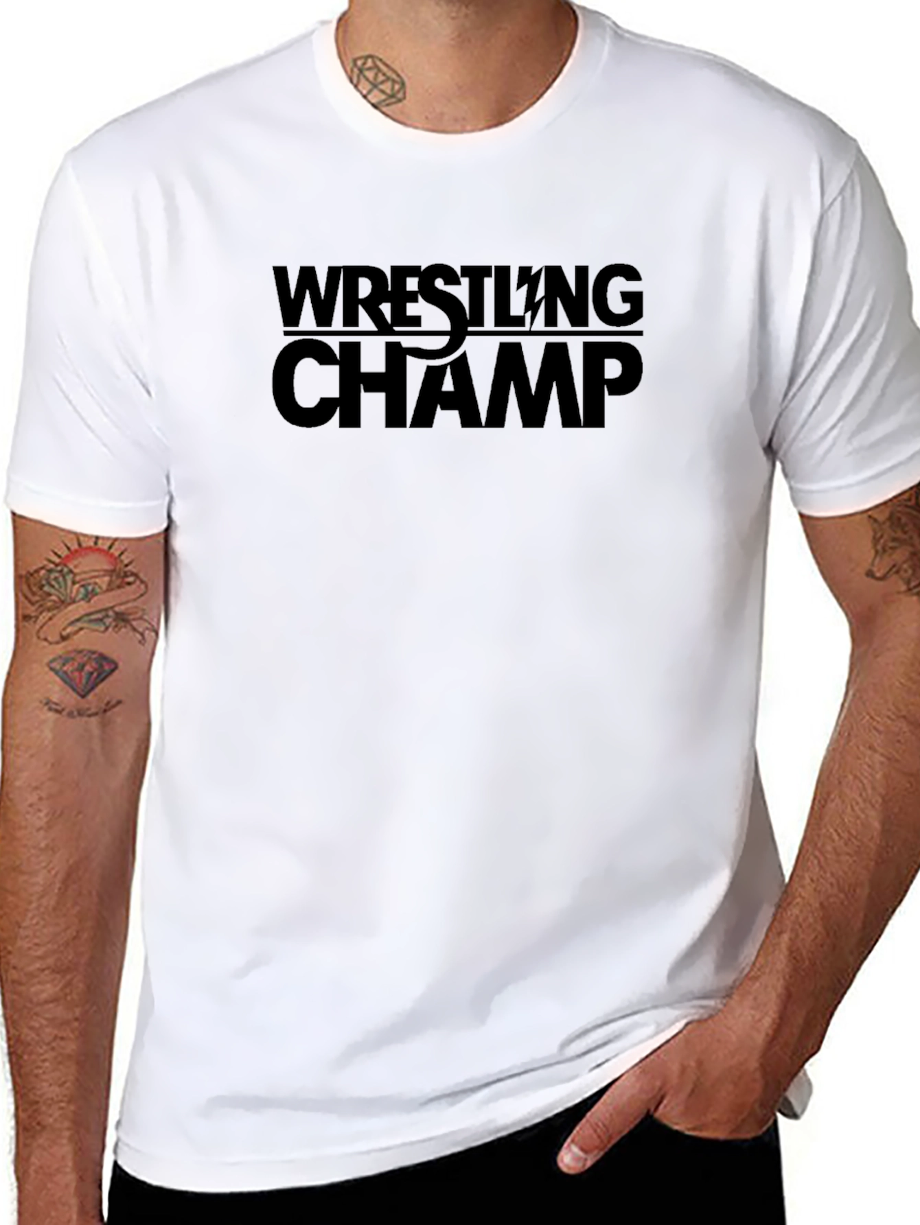 Wrestling Champ Graphic Tee - Black Cotton T-Shirt