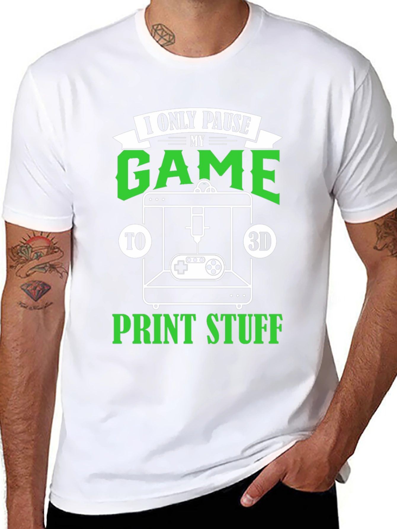 Gamer 3D Printing Black T-Shirt