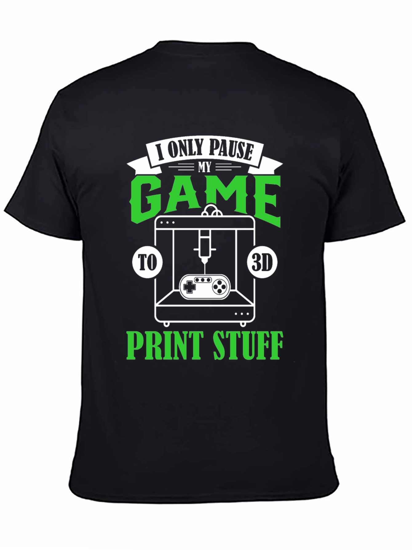 Gamer 3D Printing Black T-Shirt