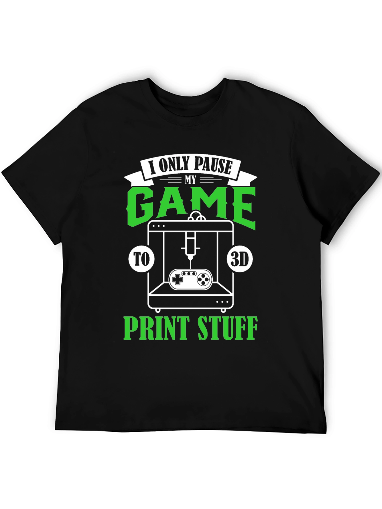 Gamer 3D Printing Black T-Shirt