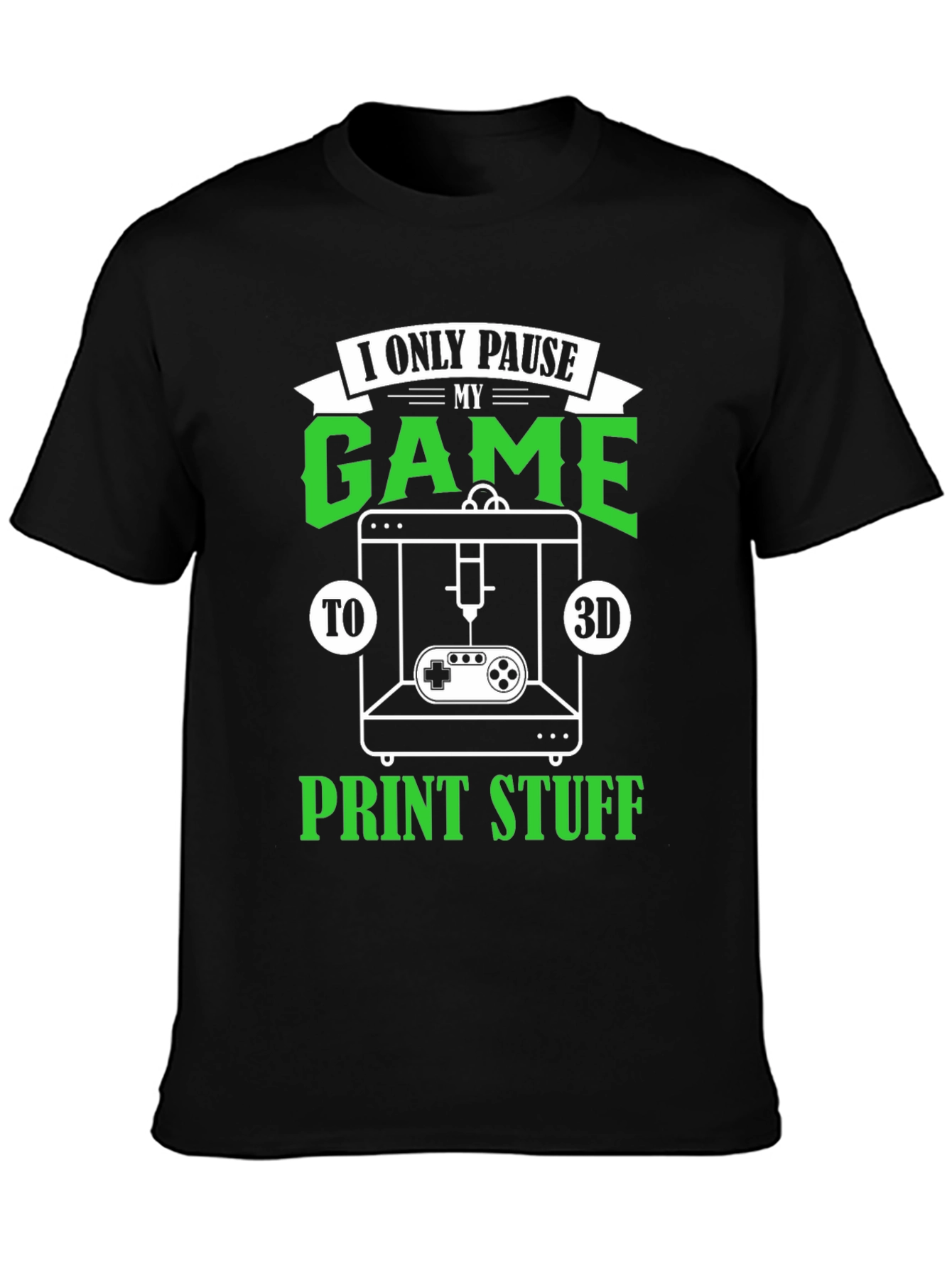 Gamer 3D Printing Black T-Shirt