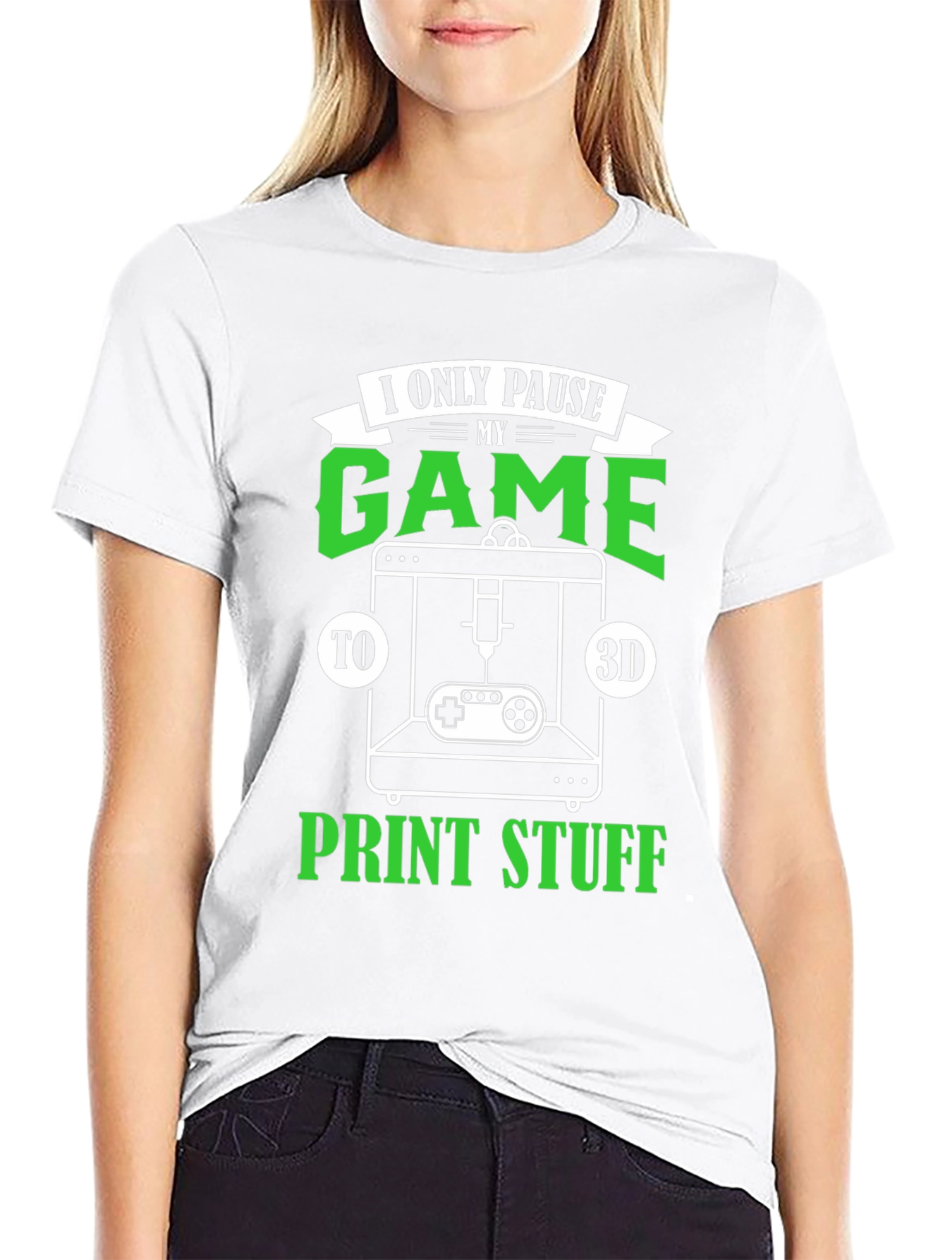Gamer 3D Printing Black T-Shirt