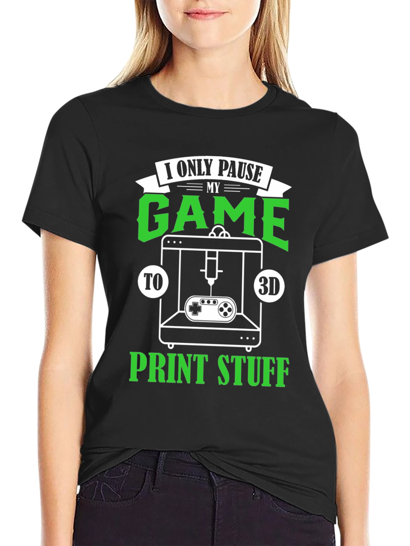Gamer 3D Printing Black T-Shirt