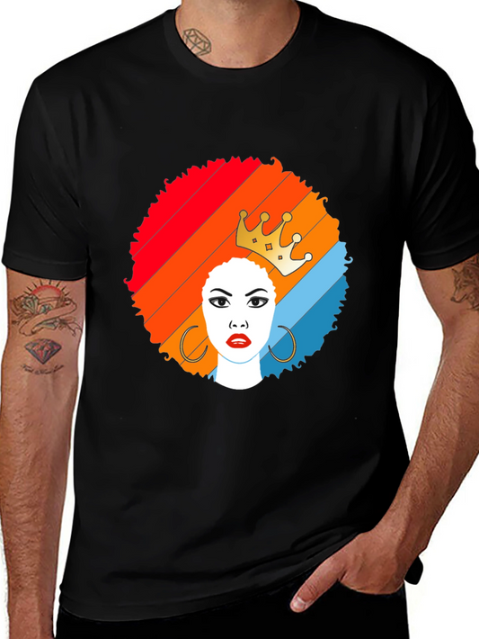 Afro Queen Graphic Tee - Stylish Black T-Shirt