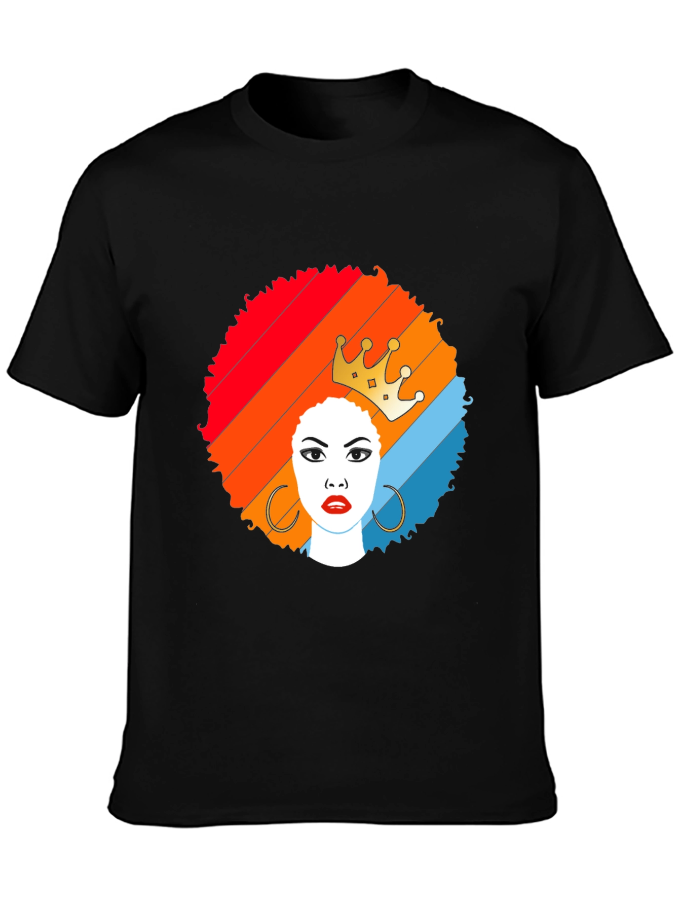 Afro Queen Graphic Tee - Stylish Black T-Shirt