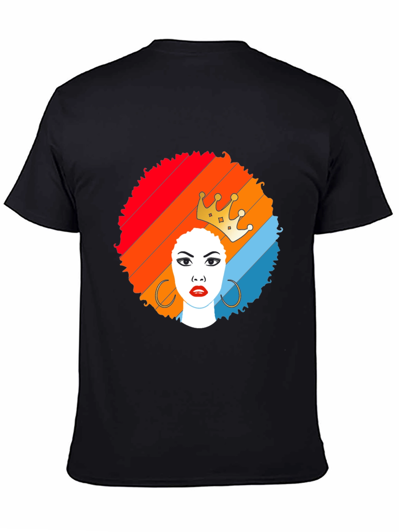 Afro Queen Graphic Tee - Stylish Black T-Shirt