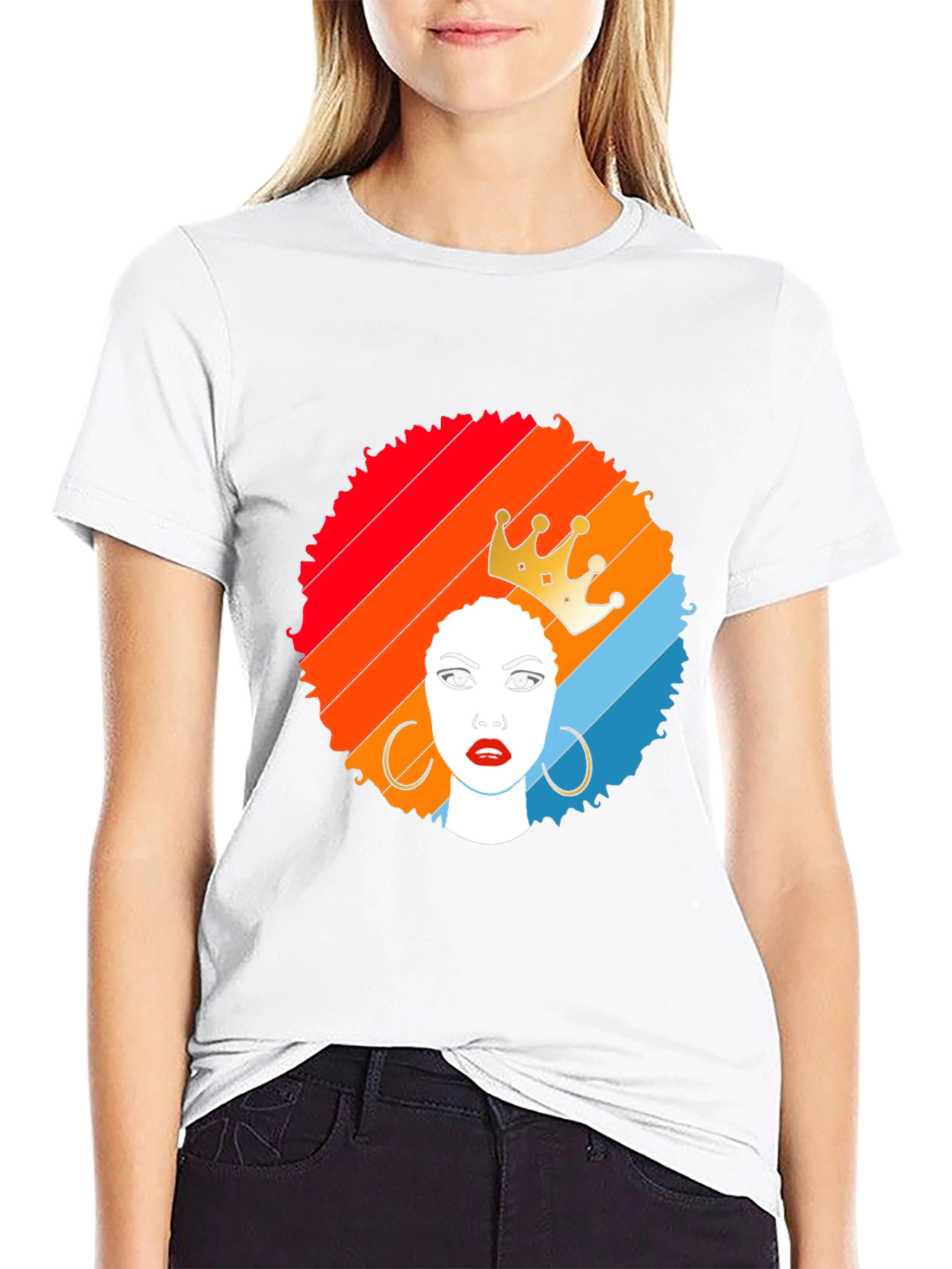 Afro Queen Graphic Tee - Stylish Black T-Shirt