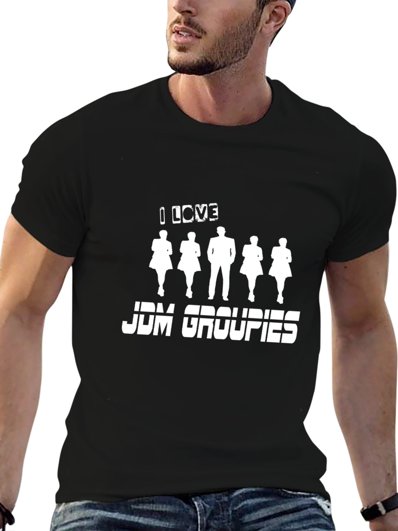 I Love JDM Groupies Tee - Black Graphic T-Shirt