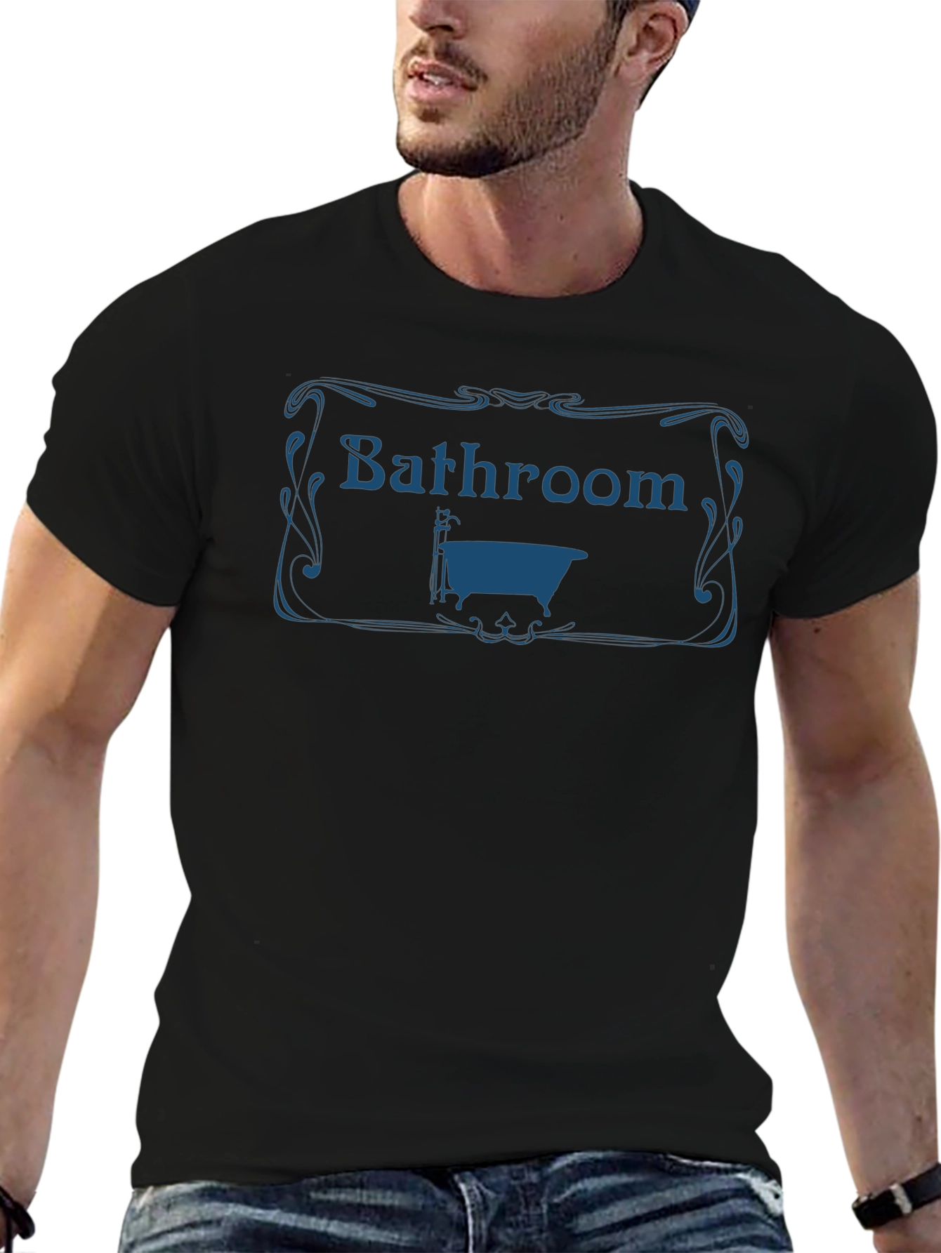 Bathroom Bathtub Graphic Tee - Black T-Shirt