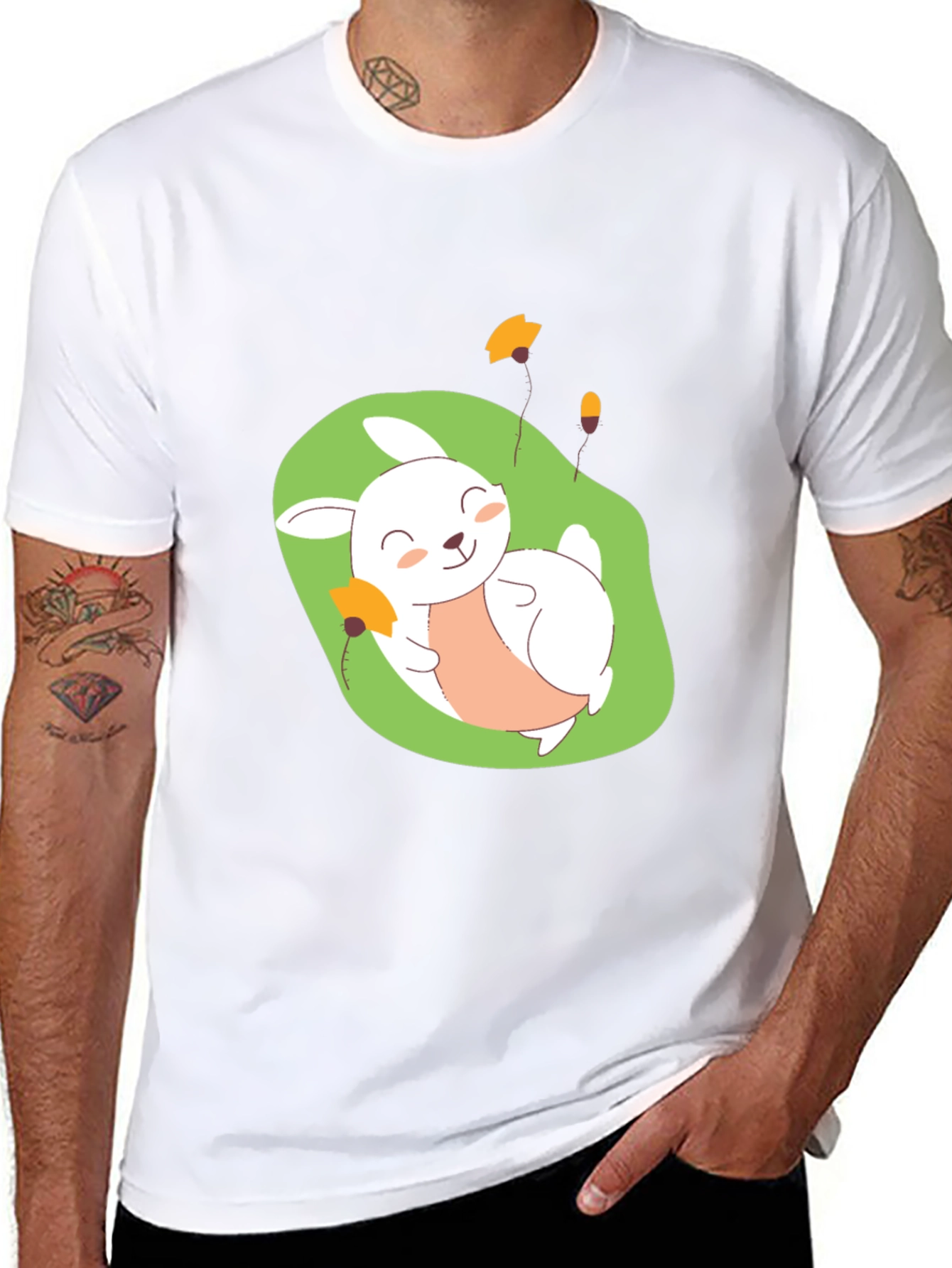 Cute Bunny Graphic Tee - Comfy Black T-Shirt