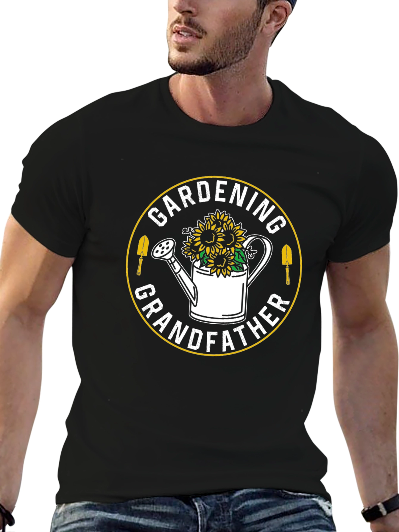 Gardening Grandfather T-Shirt - Sunflower Design