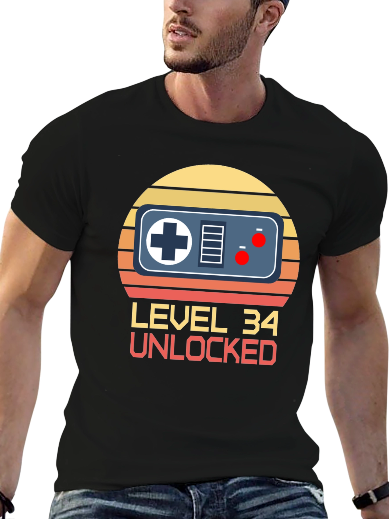 Level 34 Unlocked Gamer T-Shirt - Birthday Gift