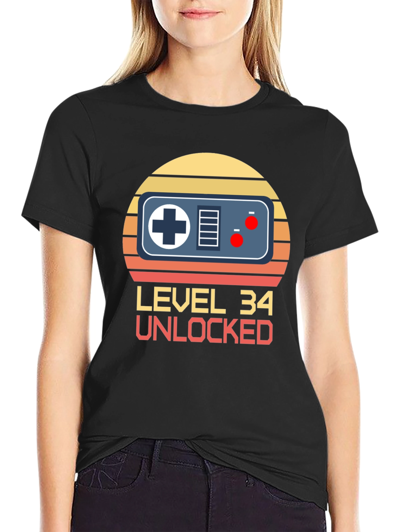 Level 34 Unlocked Gamer T-Shirt - Birthday Gift