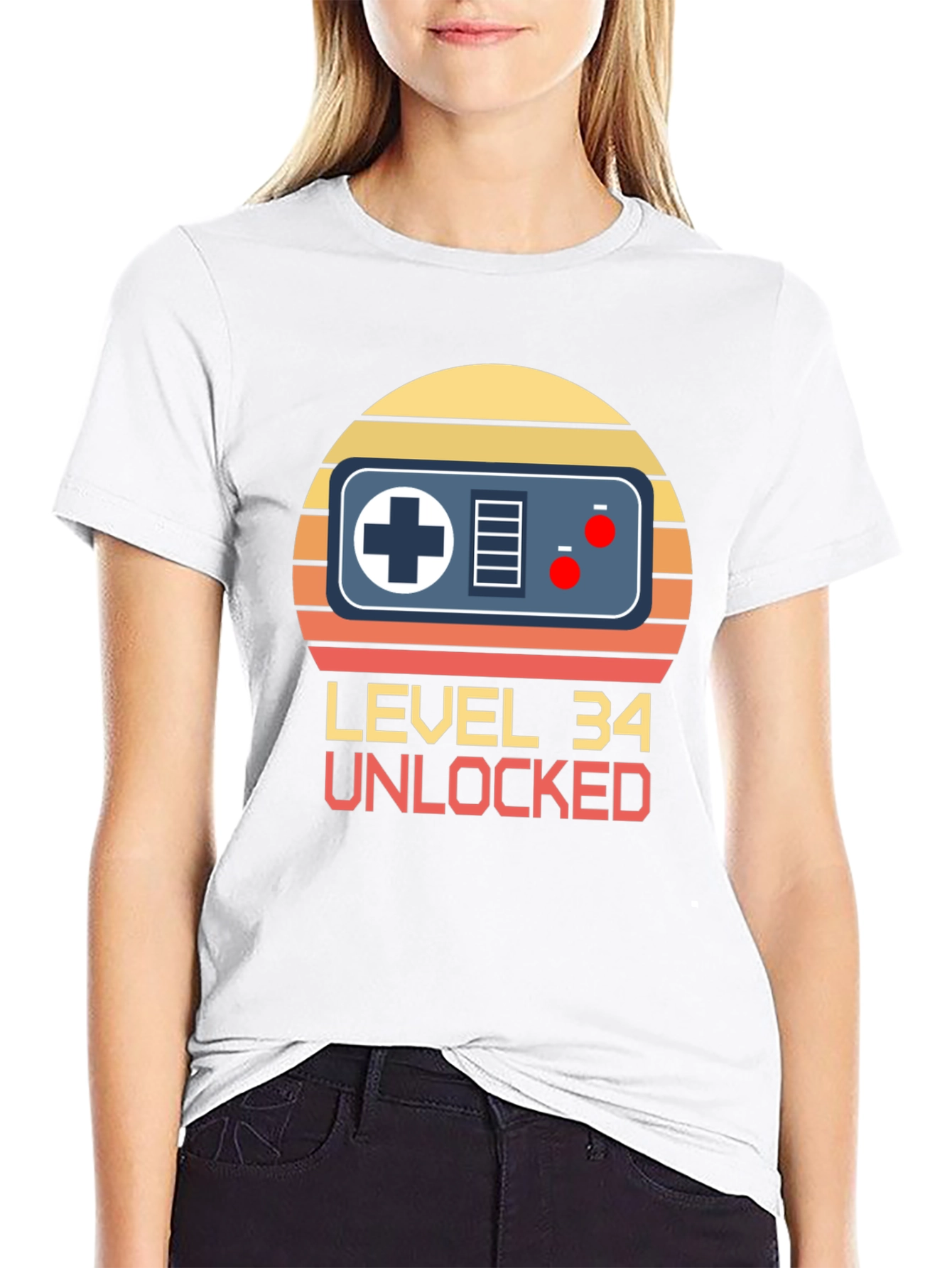 Level 34 Unlocked Gamer T-Shirt - Birthday Gift