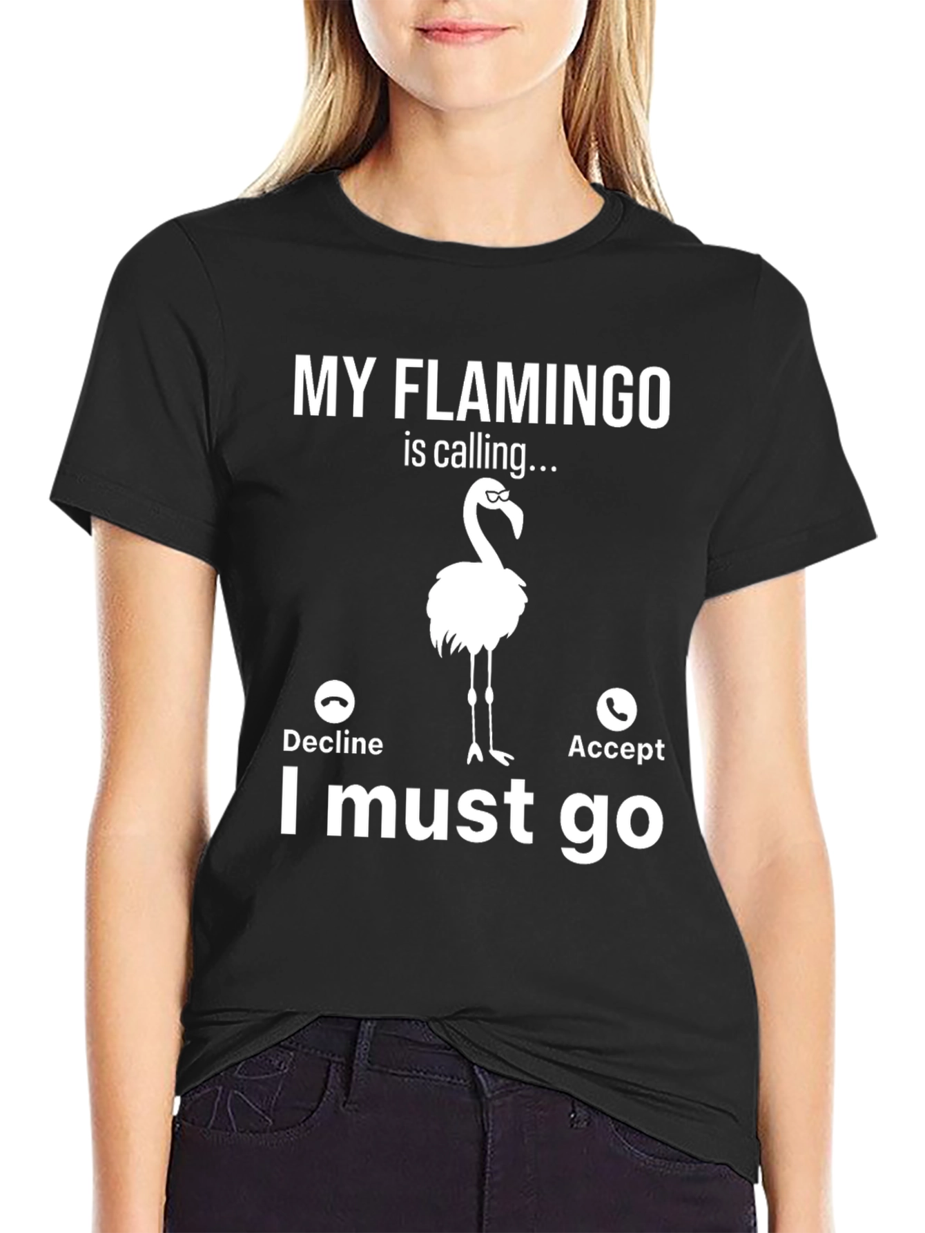 My Flamingo is Calling T-Shirt - Novelty Graphic Tee