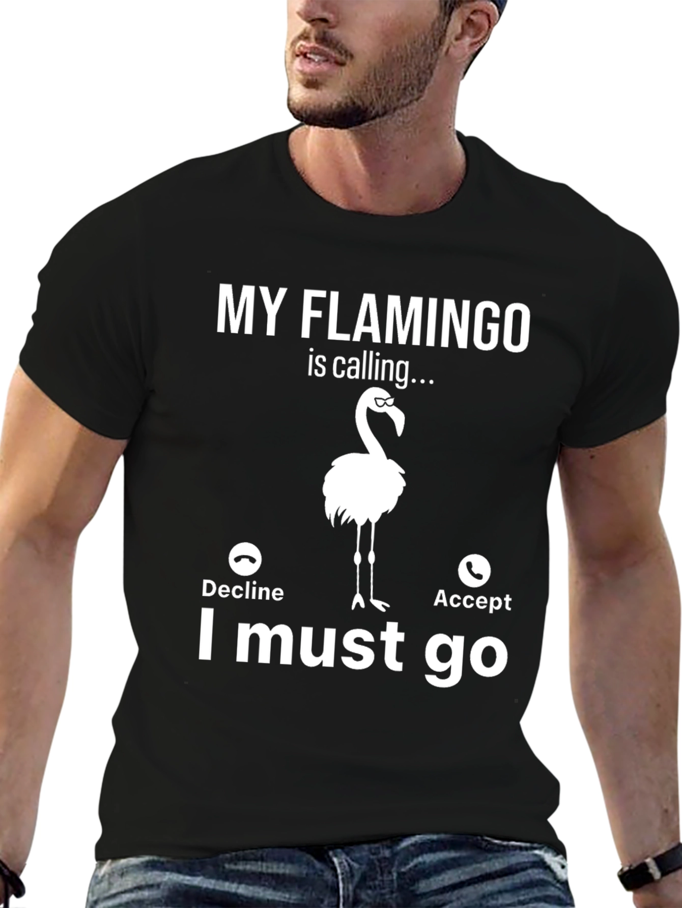 My Flamingo is Calling T-Shirt - Novelty Graphic Tee