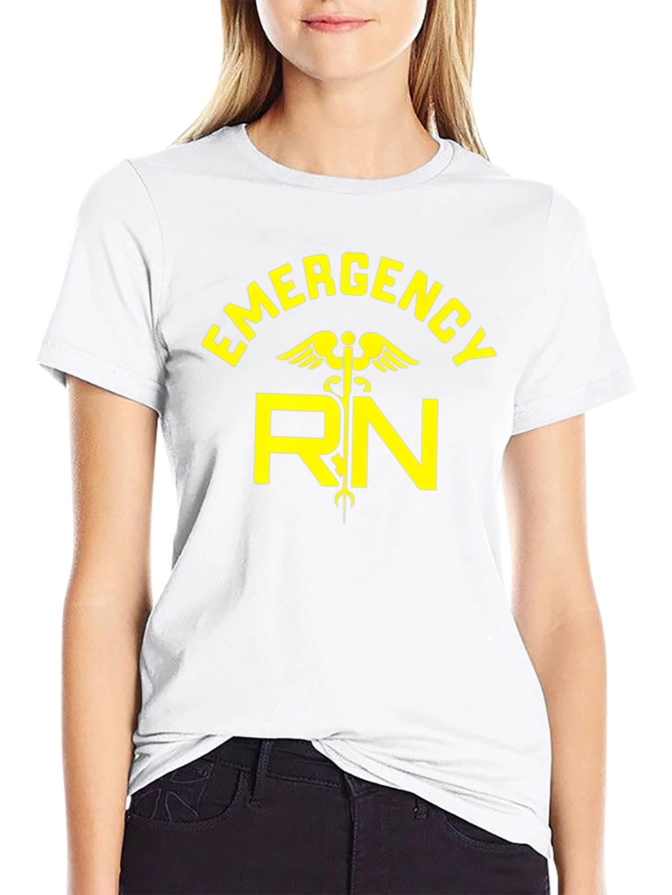 Emergency RN Graphic Tee - Caduceus Symbol Black T-Shirt