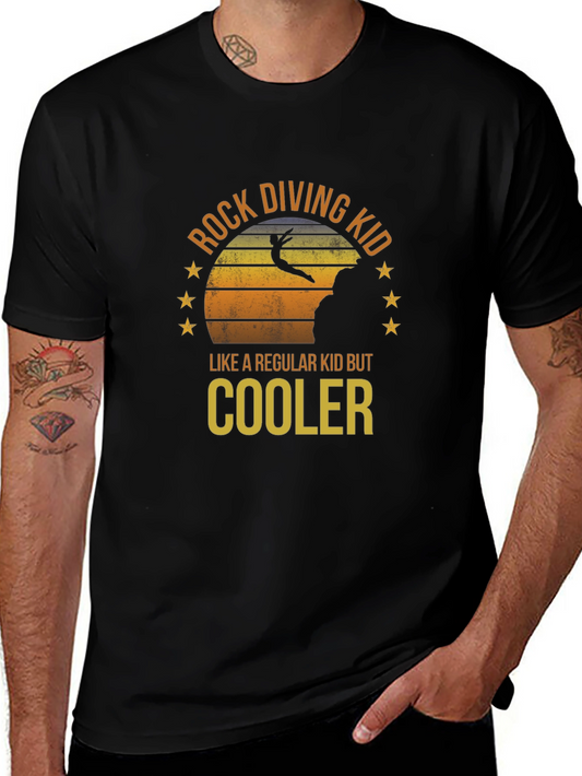 Rock Diving Kid Graphic Tee - Cool Adventure T-Shirt