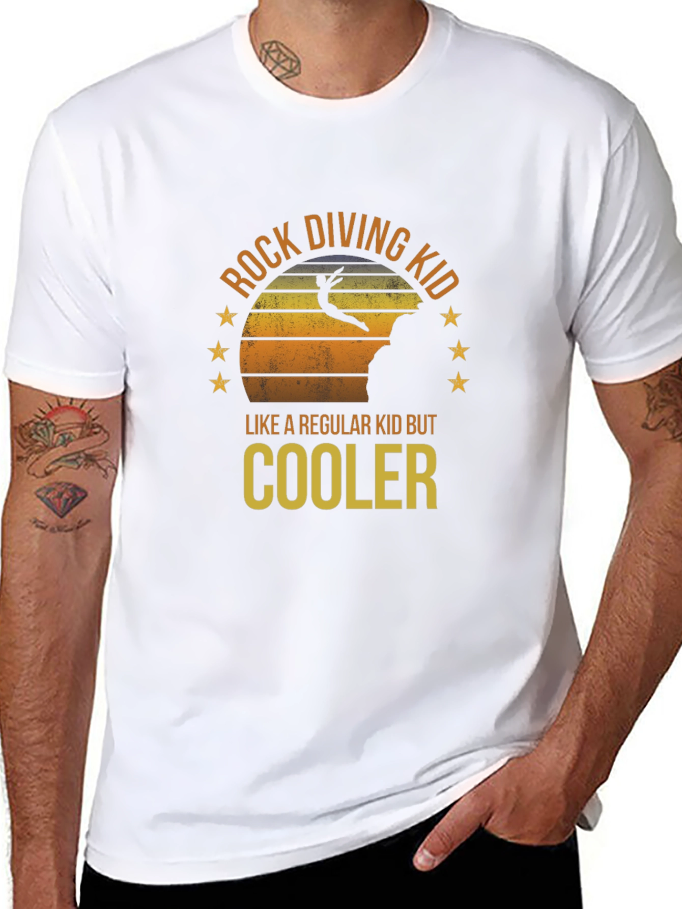 Rock Diving Kid Graphic Tee - Cool Adventure T-Shirt