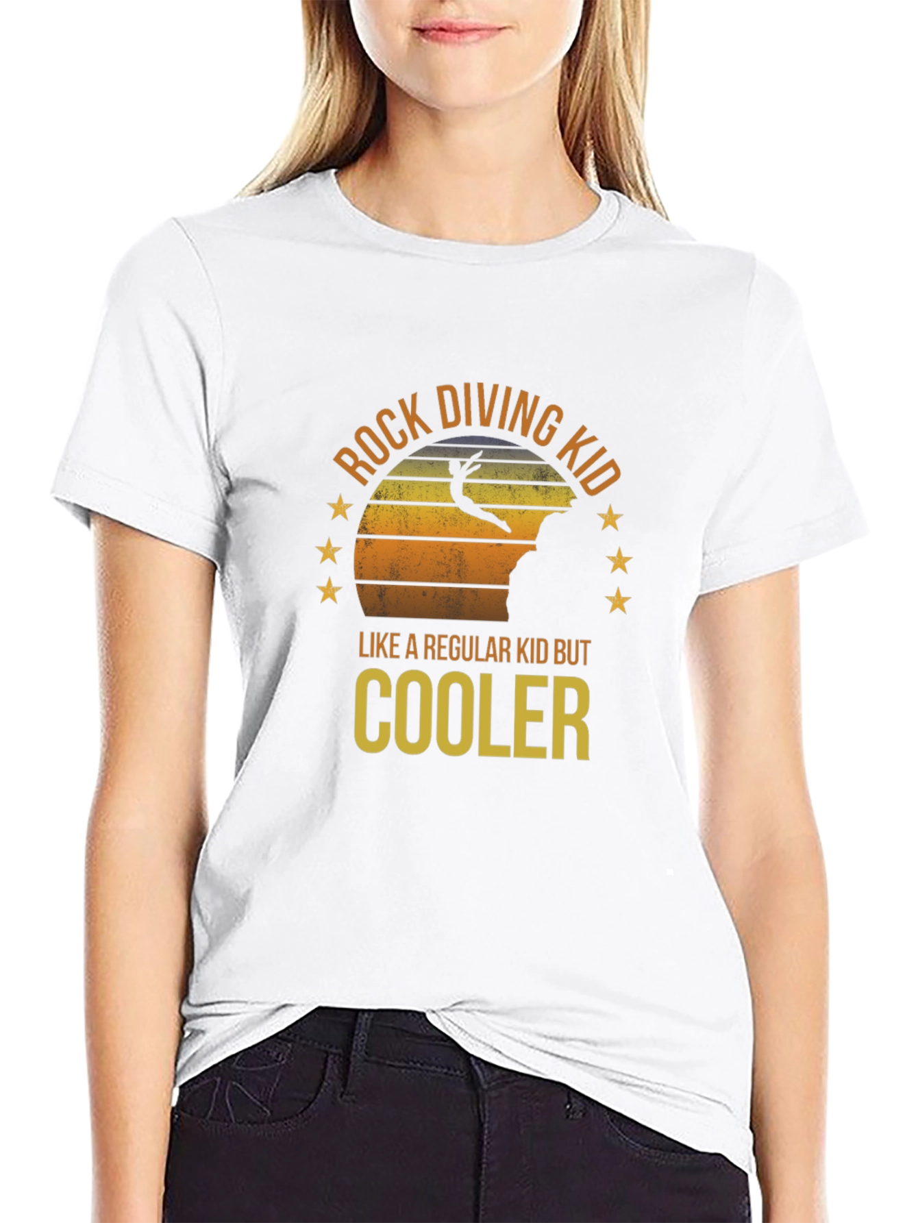 Rock Diving Kid Graphic Tee - Cool Adventure T-Shirt