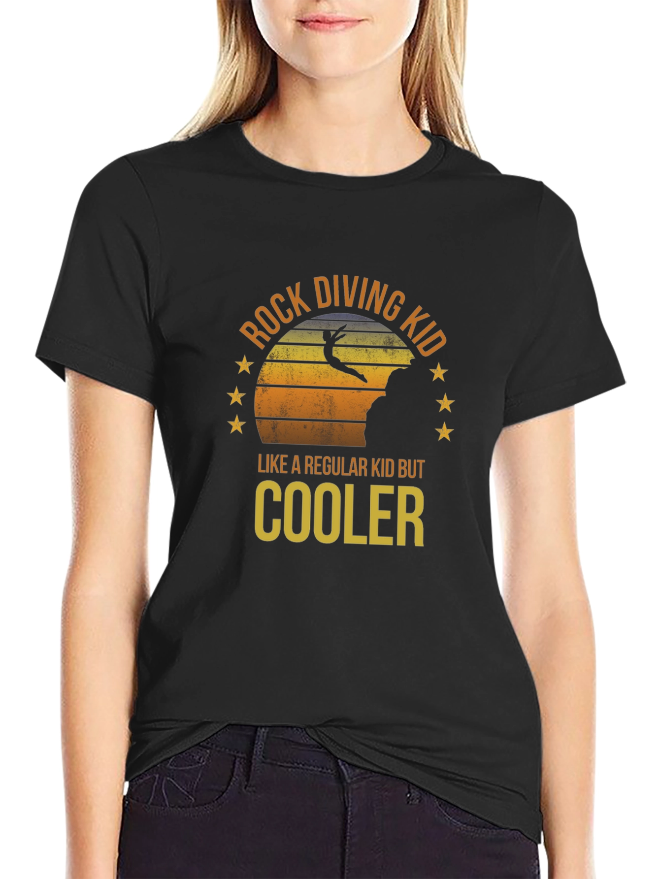 Rock Diving Kid Graphic Tee - Cool Adventure T-Shirt