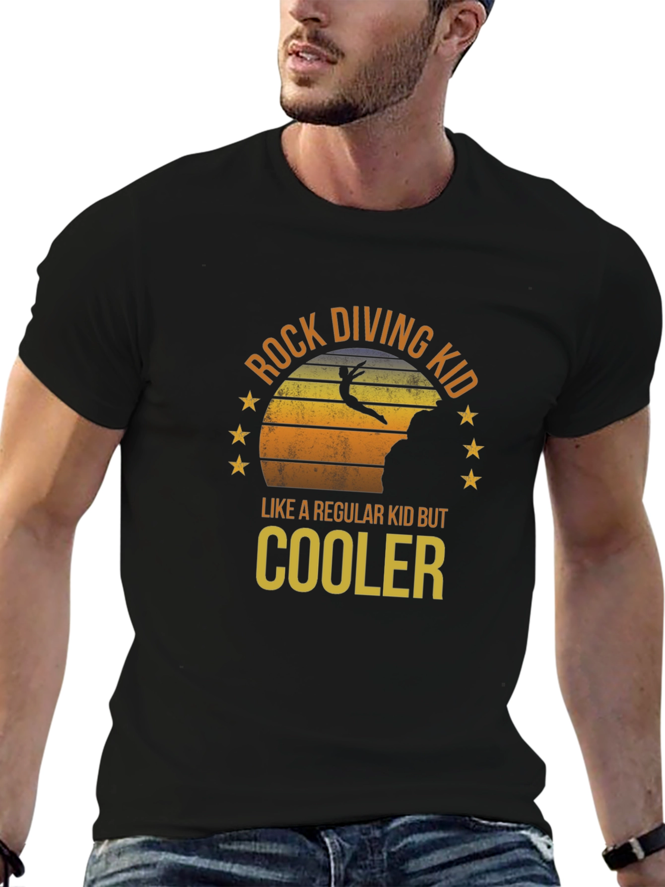 Rock Diving Kid Graphic Tee - Cool Adventure T-Shirt