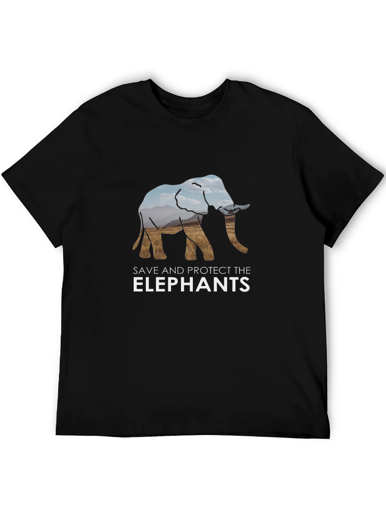 Save The Elephants Graphic Tee - Black