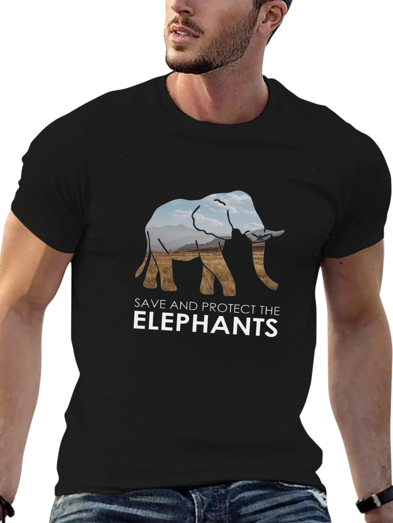 Save The Elephants Graphic Tee - Black