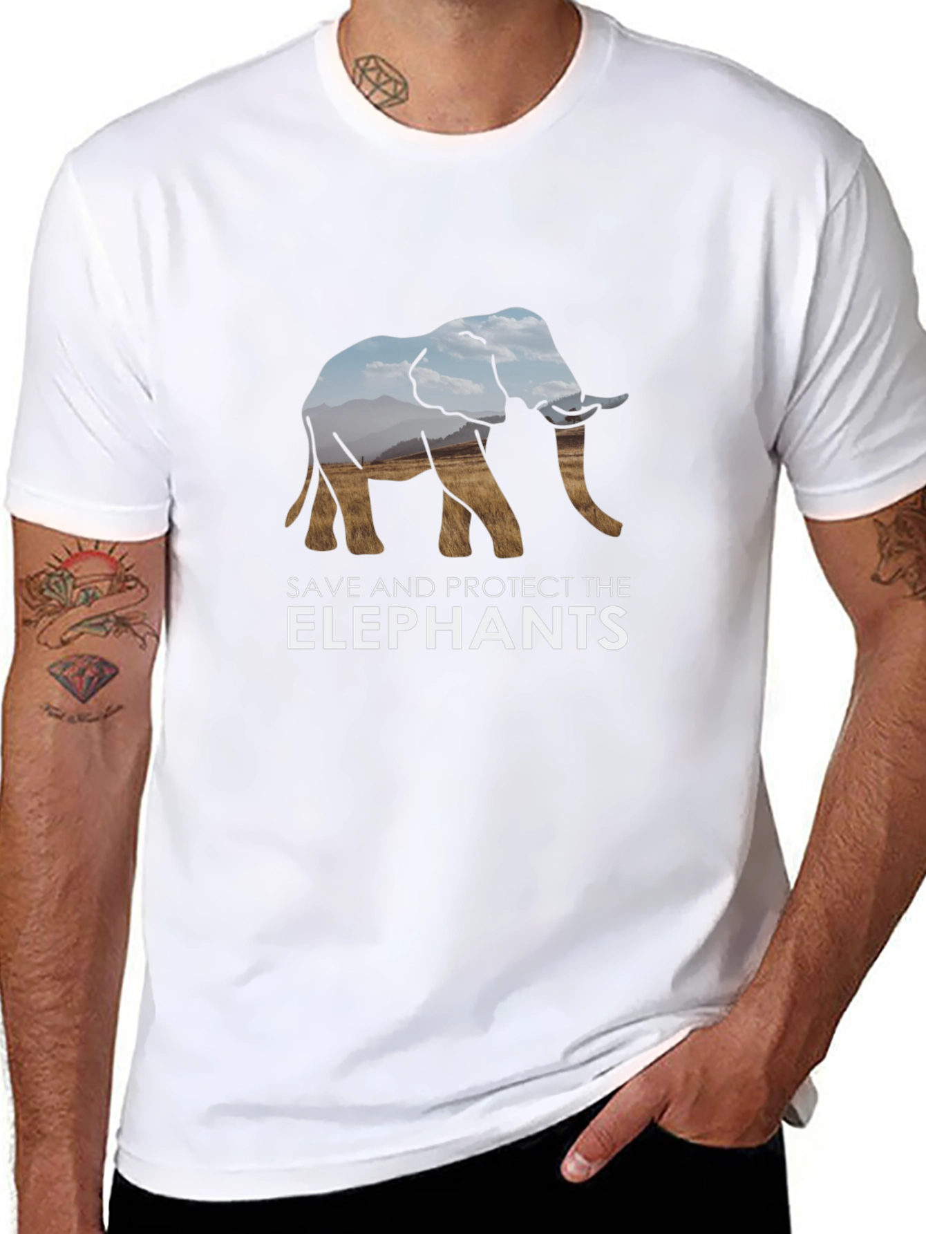 Save The Elephants Graphic Tee - Black