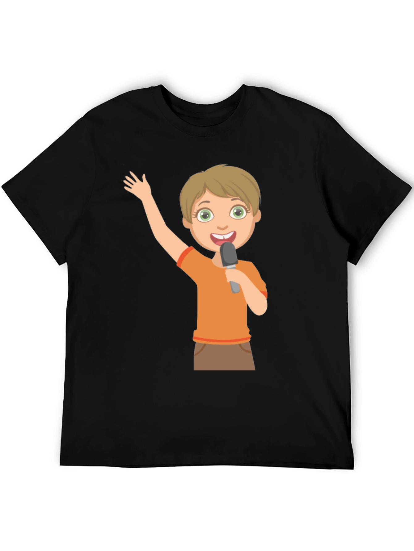 Boy with Microphone Black T-Shirt