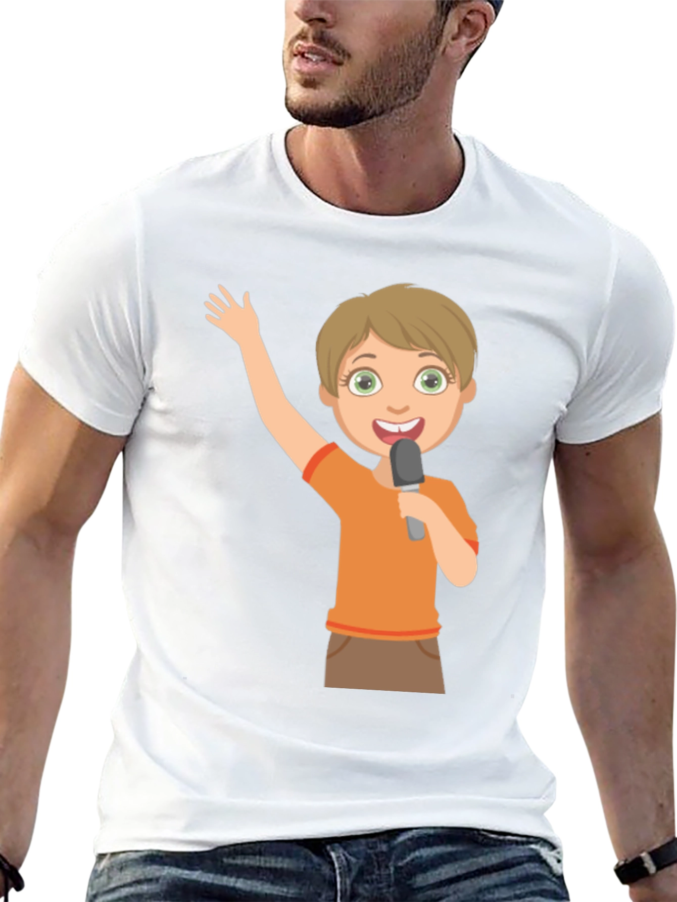 Boy with Microphone Black T-Shirt