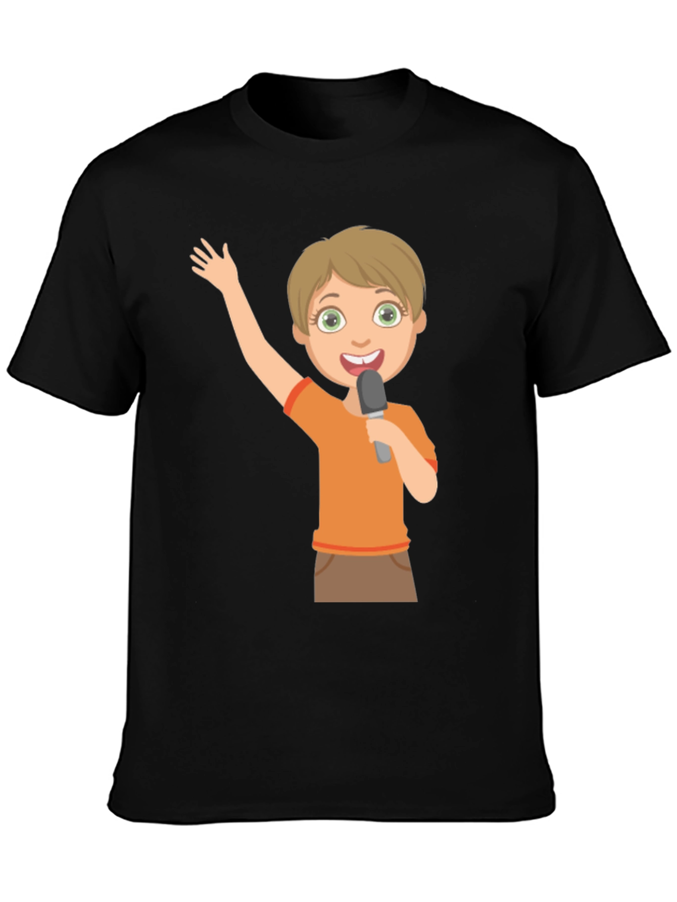 Boy with Microphone Black T-Shirt