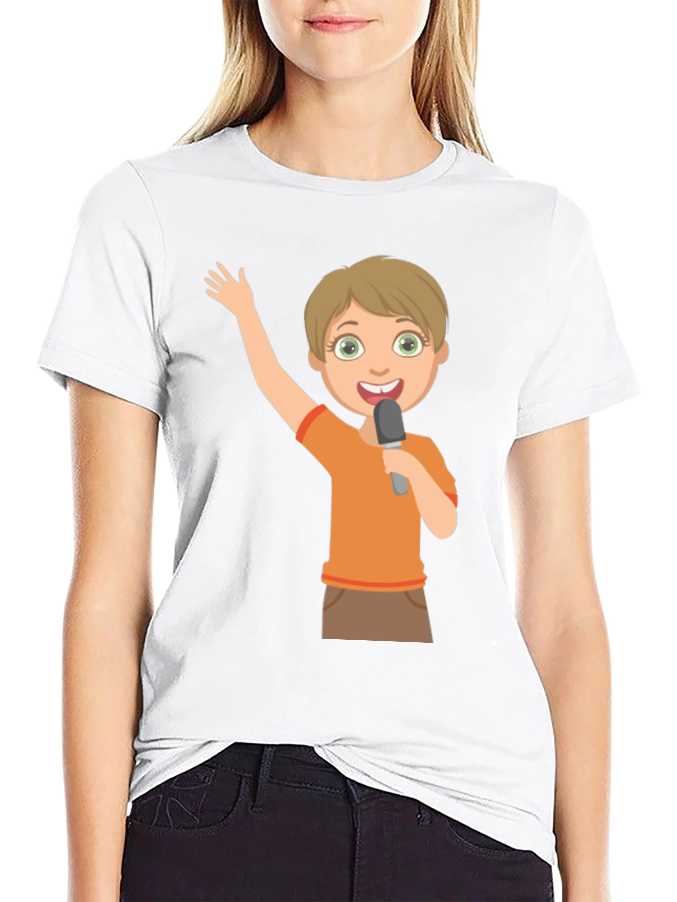 Boy with Microphone Black T-Shirt