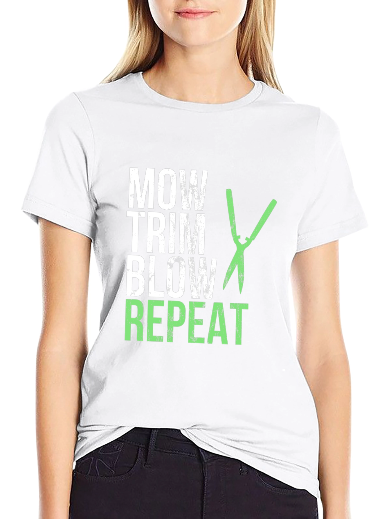 Mow Trim Blow Repeat T-Shirt - Landscaping Humor