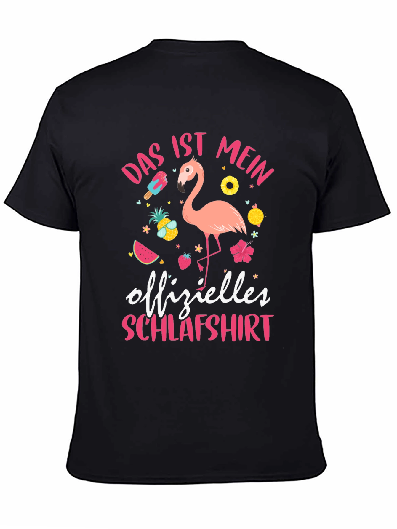 Mens Black Flamingo Schlafshirt Graphic Tee
