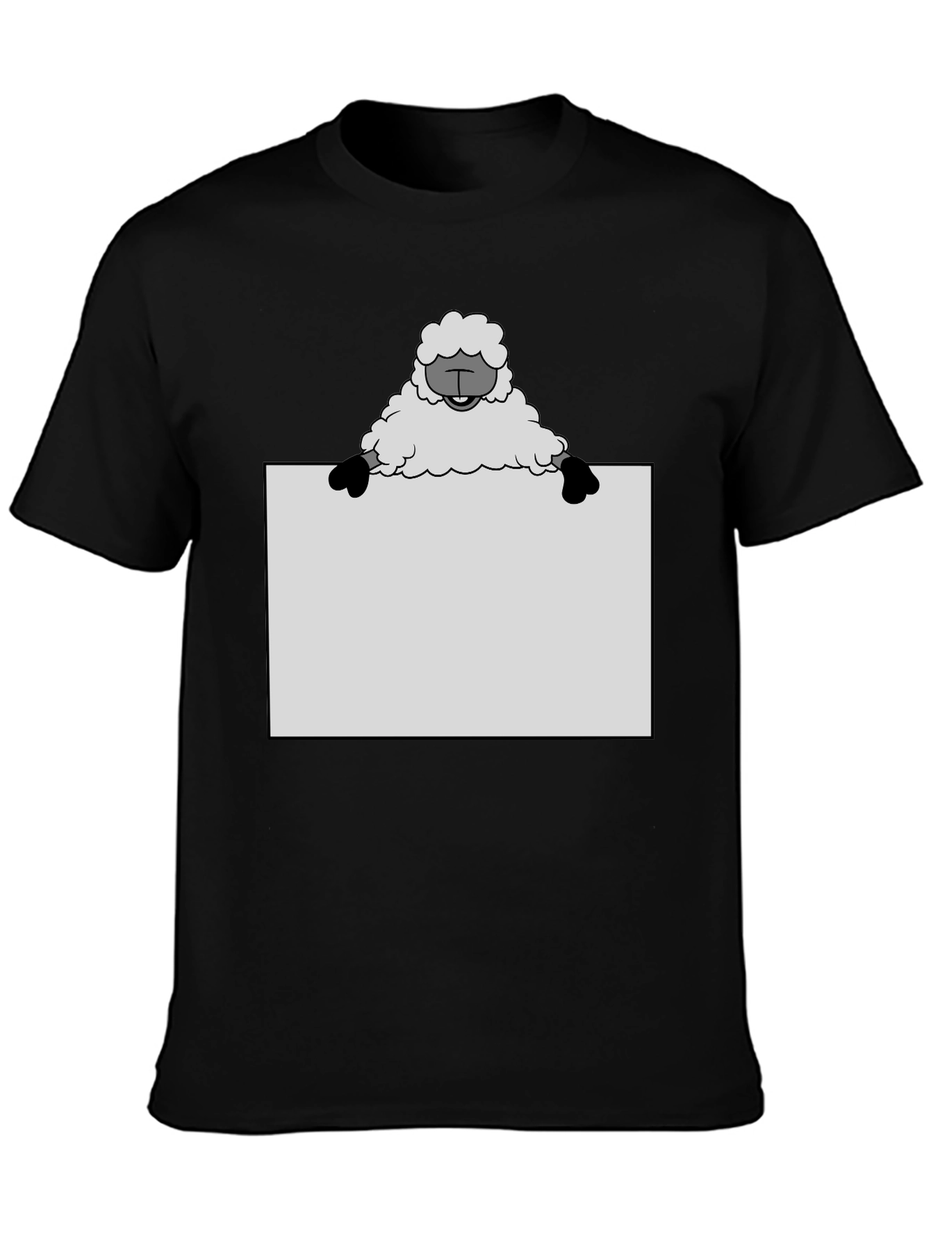 Sheep Holding Sign T-Shirt - Black