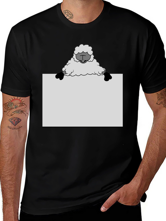 Sheep Holding Sign T-Shirt - Black
