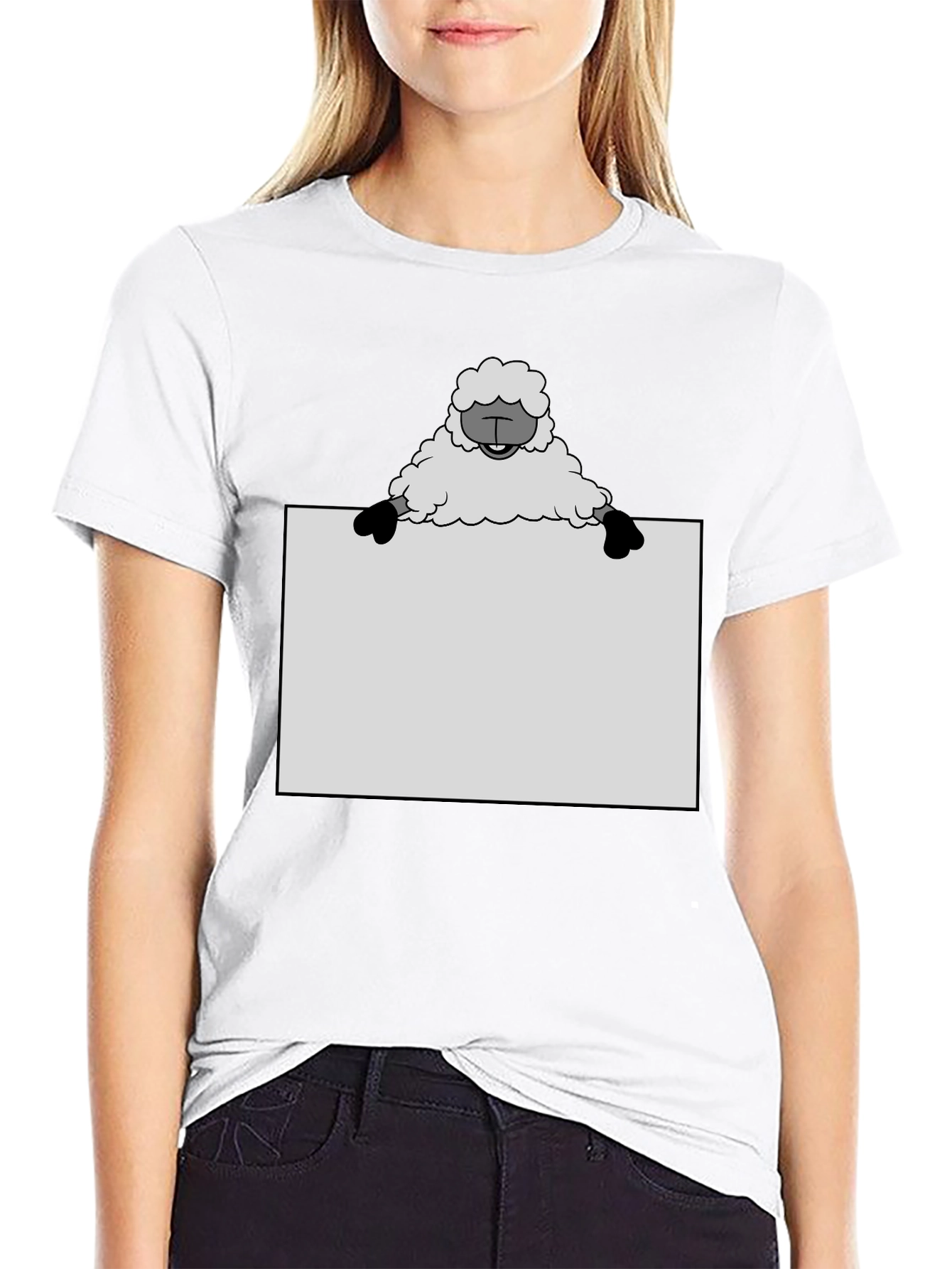 Sheep Holding Sign T-Shirt - Black
