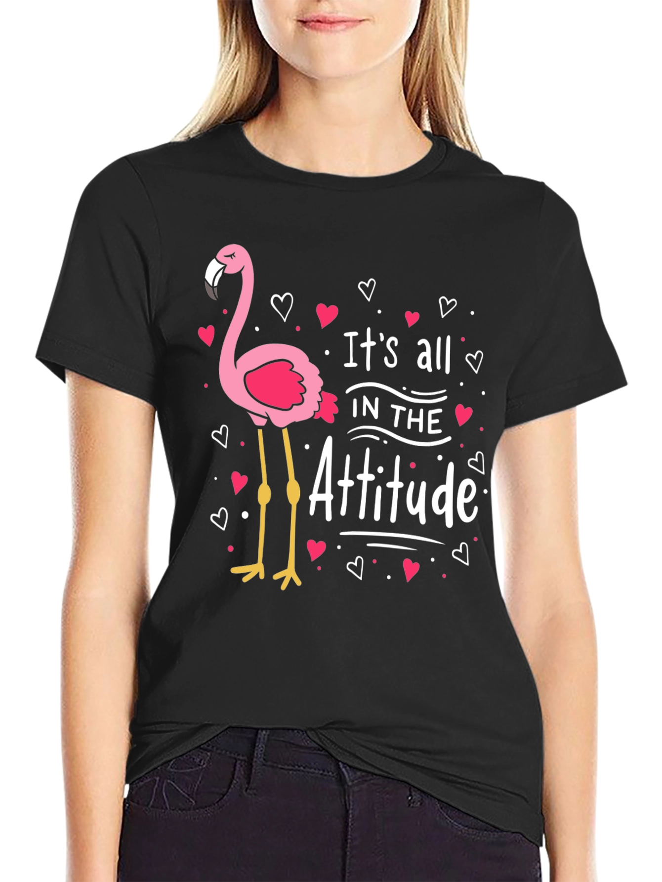 Its All in the Attitude Flamingo Graphic Tee