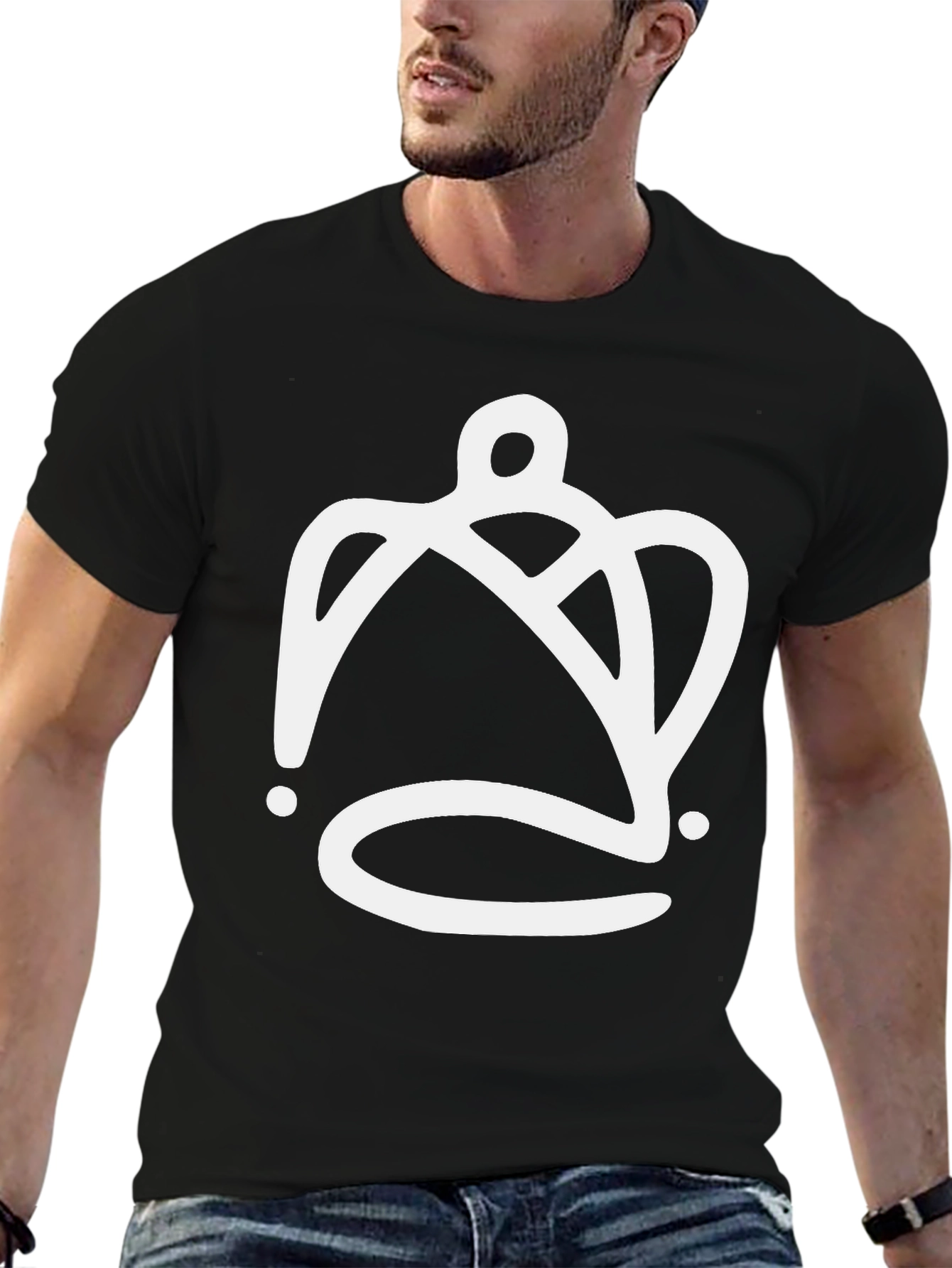 Abstract Crown Graphic Tee - Mens Black T-Shirt