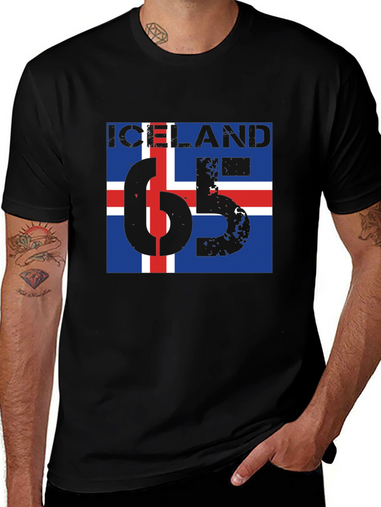 Iceland Flag Graphic T-Shirt - Black