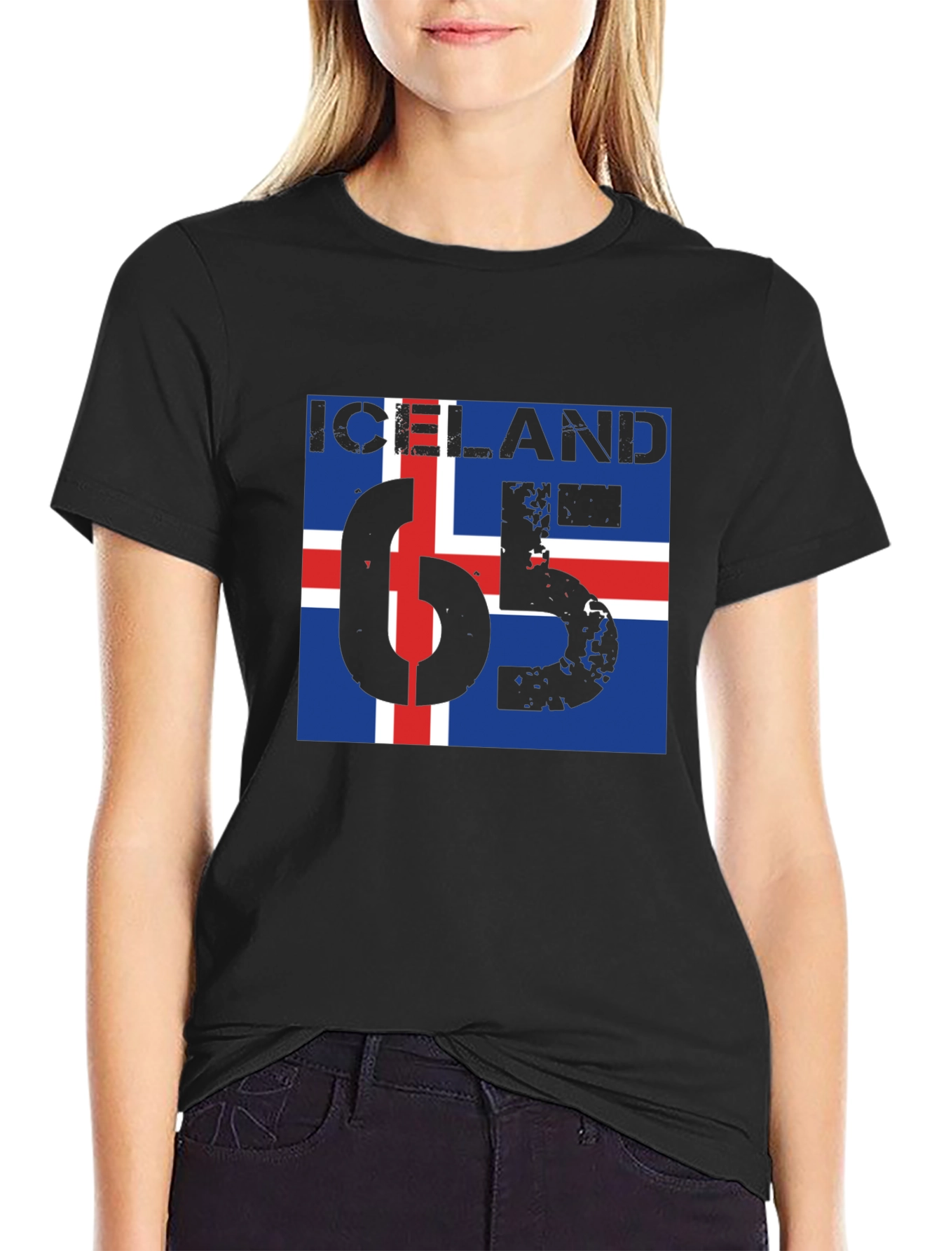 Iceland Flag Graphic T-Shirt - Black