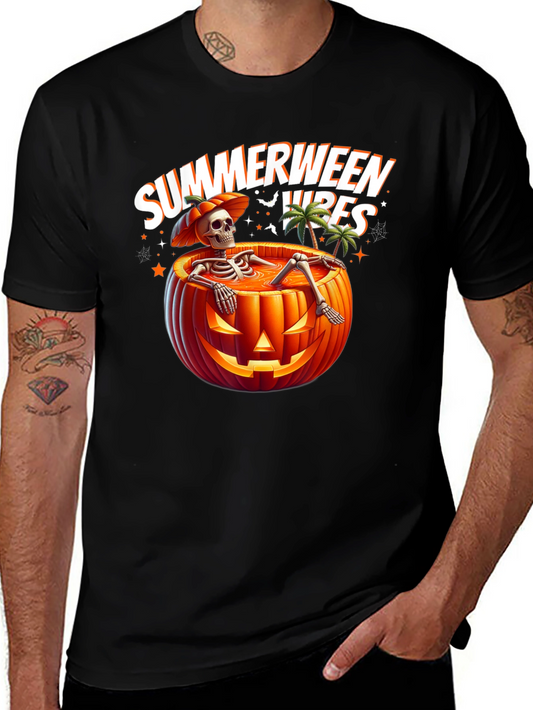 Summerween Vibes T-Shirt - Skeleton in Pumpkin